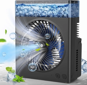 Portable Misting Fan, 8000mAh 8-Inch Rechargeable Water Cooling Mist Fan with 600mL Water Tank, Quiet USB Battery Powered, Perfect Cooling for Camping Home Outside Office Solar-powered car fan for ventilation