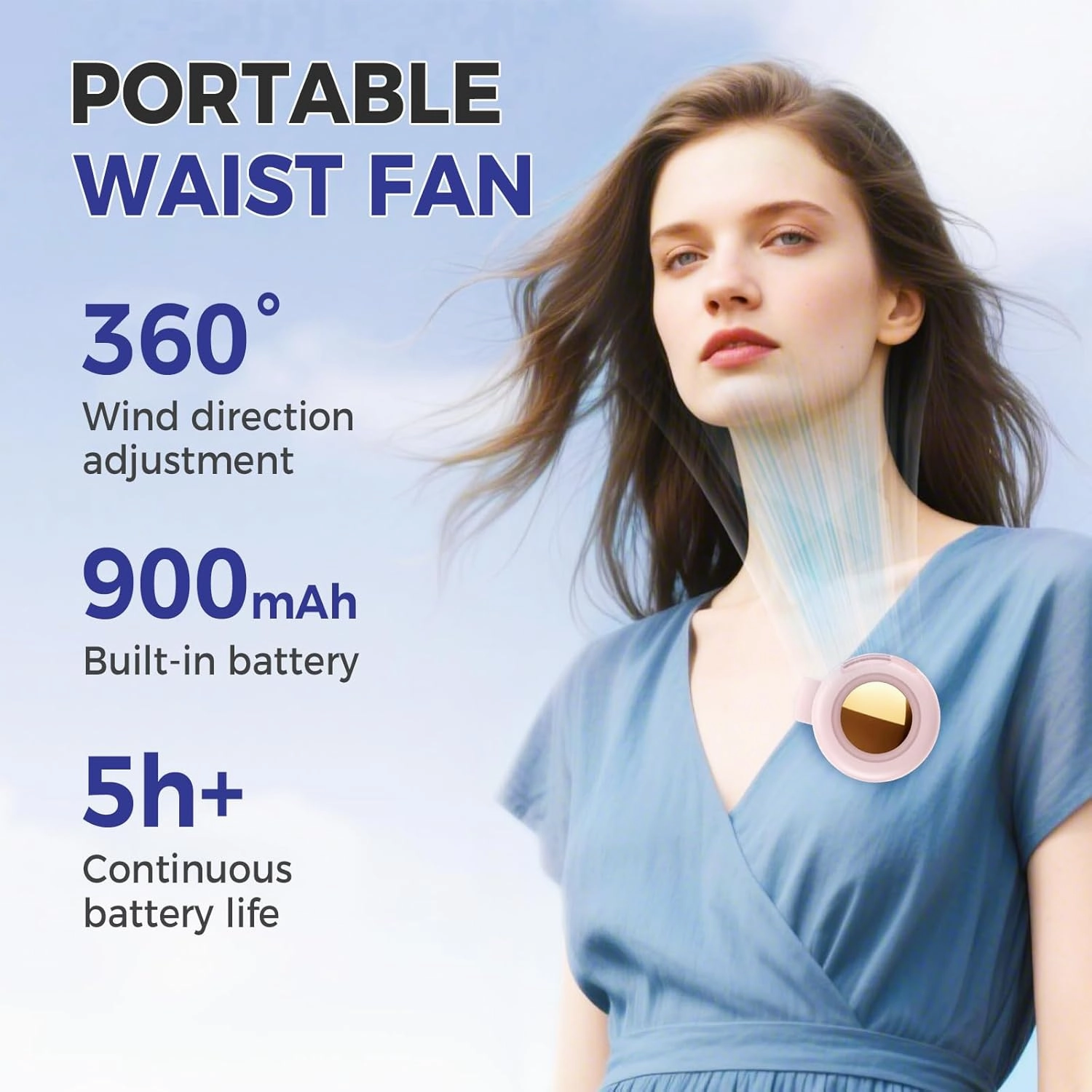 Portable Silent Mini Bladeless Fan Clip On, 2025 New Mini Fan with Clip, Adjustable 3-Speed Portable Waist Fans Hands-Free Suitable for Outdoor & Travel & Office (Green)