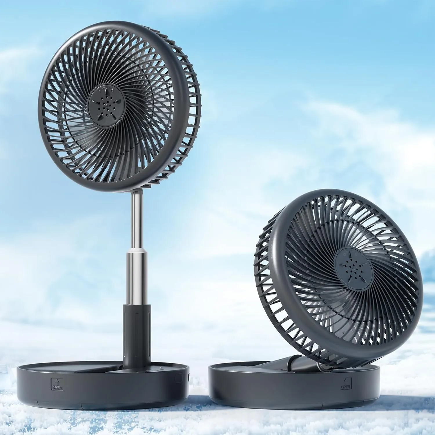 Primevolve Battery Operated Fan,Portable Rechargeable USB Floor Table Desk Fan with Adjustable Height, 4 Speed Settings Pedestal Fan for Bedroom Camping Travel,Black 7.7" Battery-powered portable fan