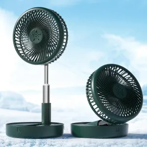 Primevolve Battery Operated Fan,Portable Rechargeable USB Floor Table Desk Fan with Adjustable Height, 4 Speed Settings Pedestal Fan for Bedroom Camping Travel,Green 7.7" Battery-powered portable fan
