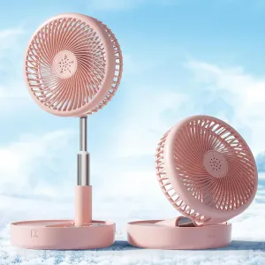 Primevolve Battery Operated Fan,Portable Rechargeable USB Floor Table Desk Fan with Adjustable Height, 4 Speed Settings Pedestal Fan for Bedroom Camping Travel,Pink 7.7" Battery-powered portable fan