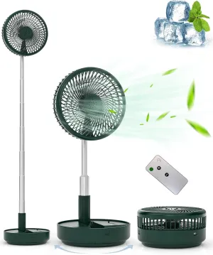 Primevolve Portable Oscillating Standing Fan,Rechargeable Battery Operated USB Floor Table Desk Fan with Remote, Bedroom Camping Travel Fans Green 7.7" Battery-powered portable fan