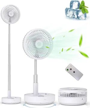 Primevolve Portable Oscillating Standing Fan,Rechargeable Battery Operated USB Floor Table Desk Fan with Remote, Bedroom Camping Travel Fans White 7.7" Battery-powered portable fan