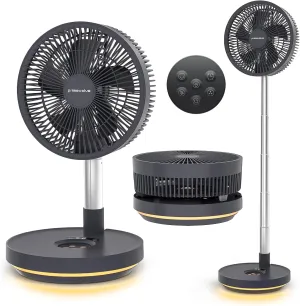 Primevolve Portable Rechargeable Oscillating Fan, Battery Operated Fan Adjustable Height, USB Home Office Outdoor Camping Travel, Dark Gray 10" Battery-powered portable fan