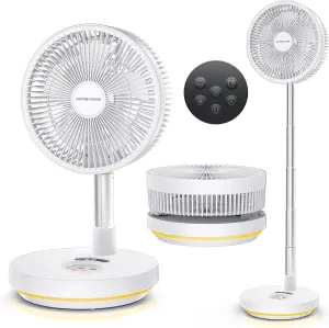 Primevolve Portable Rechargeable Oscillating Fan, Battery Operated Fan Adjustable Height, USB Home Office Outdoor Camping Travel, White 10" Battery-powered portable fan