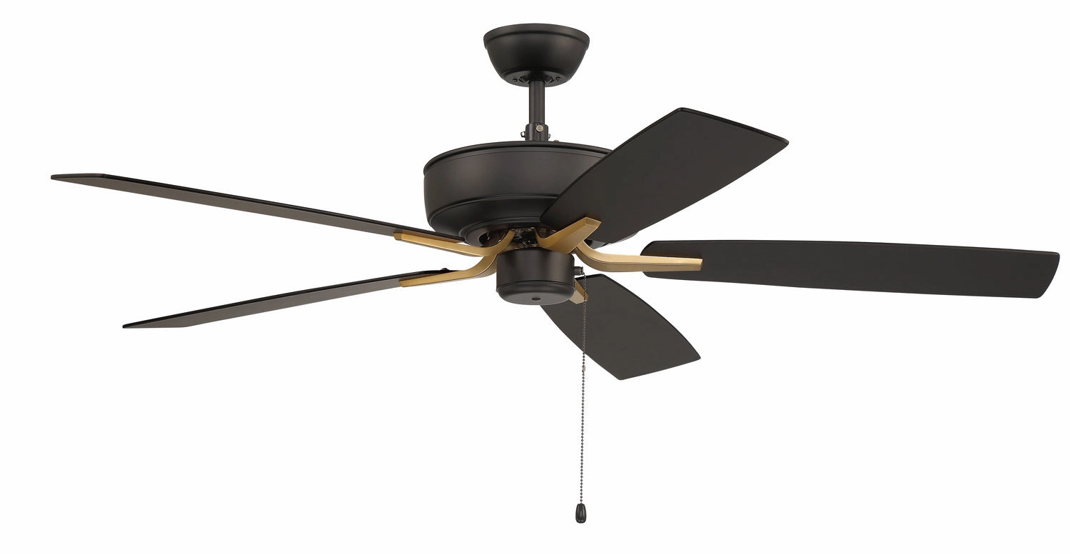 Pro Plus 52" Fan 52" Ceiling Fan in Flat Black/Satin Brass Ceiling fan with adjustable speed settings
