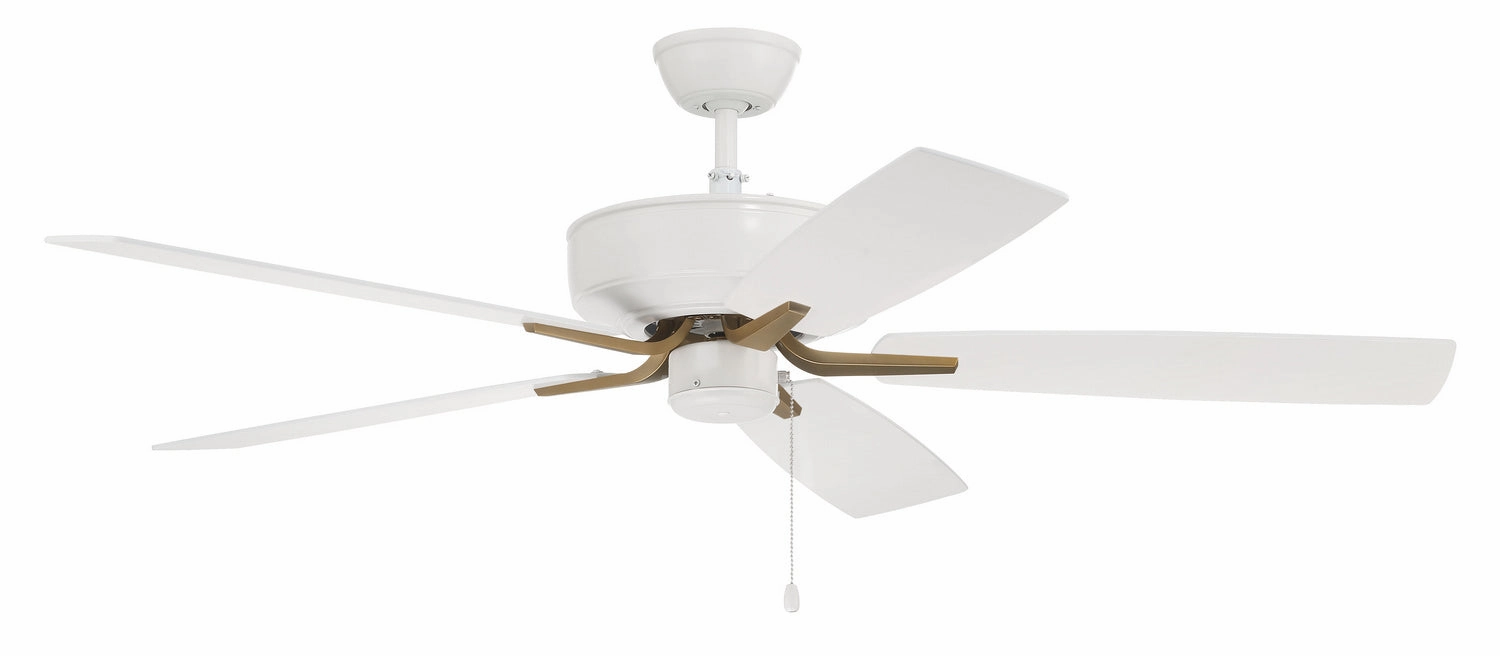 Pro Plus 52" Fan 52" Ceiling Fan in White/Satin Brass Ceiling fan with adjustable speed settings