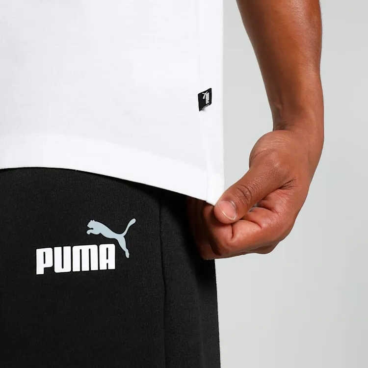 PUMA MEN'S ESSENTIALS 2-COLOR LOGO WHITE TEE