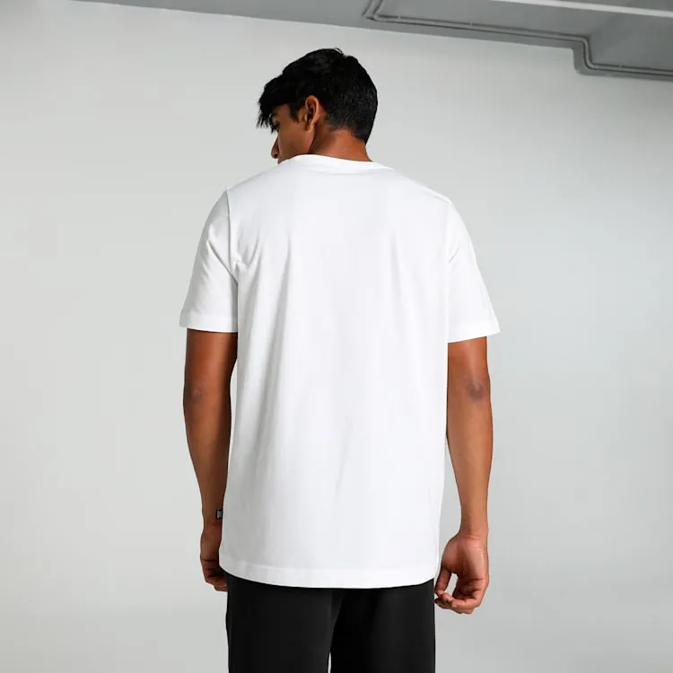 PUMA MEN'S ESSENTIALS 2-COLOR LOGO WHITE TEE