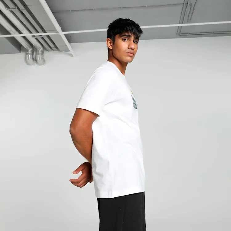 PUMA MEN'S ESSENTIALS 2-COLOR LOGO WHITE TEE