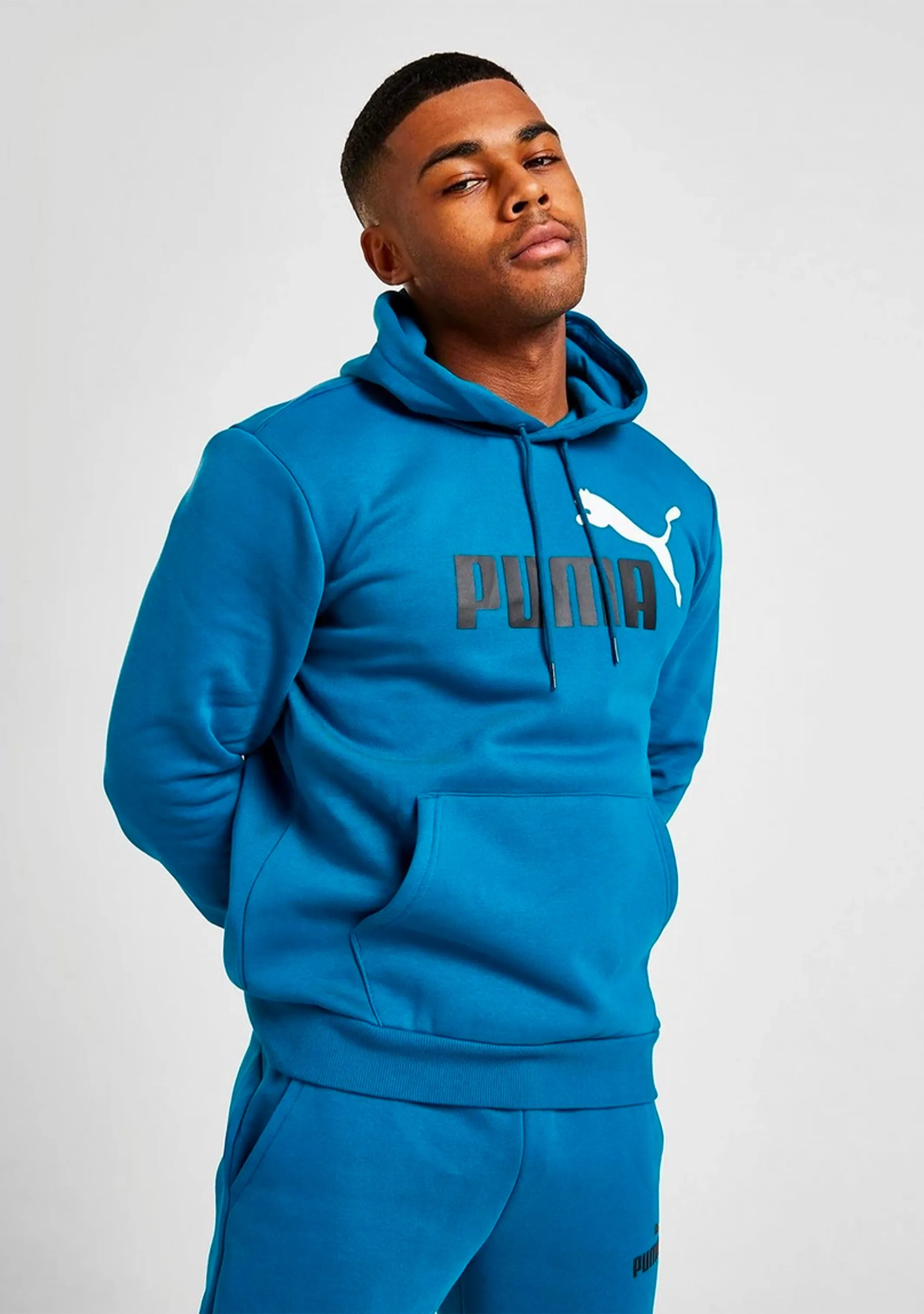 Puma Men's Essentials  Two-Tone Big Logo Hoodie Cobalt Glaze