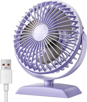 Purple USB Desk Fan - Portable, Quiet, 360 Rotatable with 3 Speeds for Home, Office, Bedroom, Desktop, Travel USB desktop fan for workspace