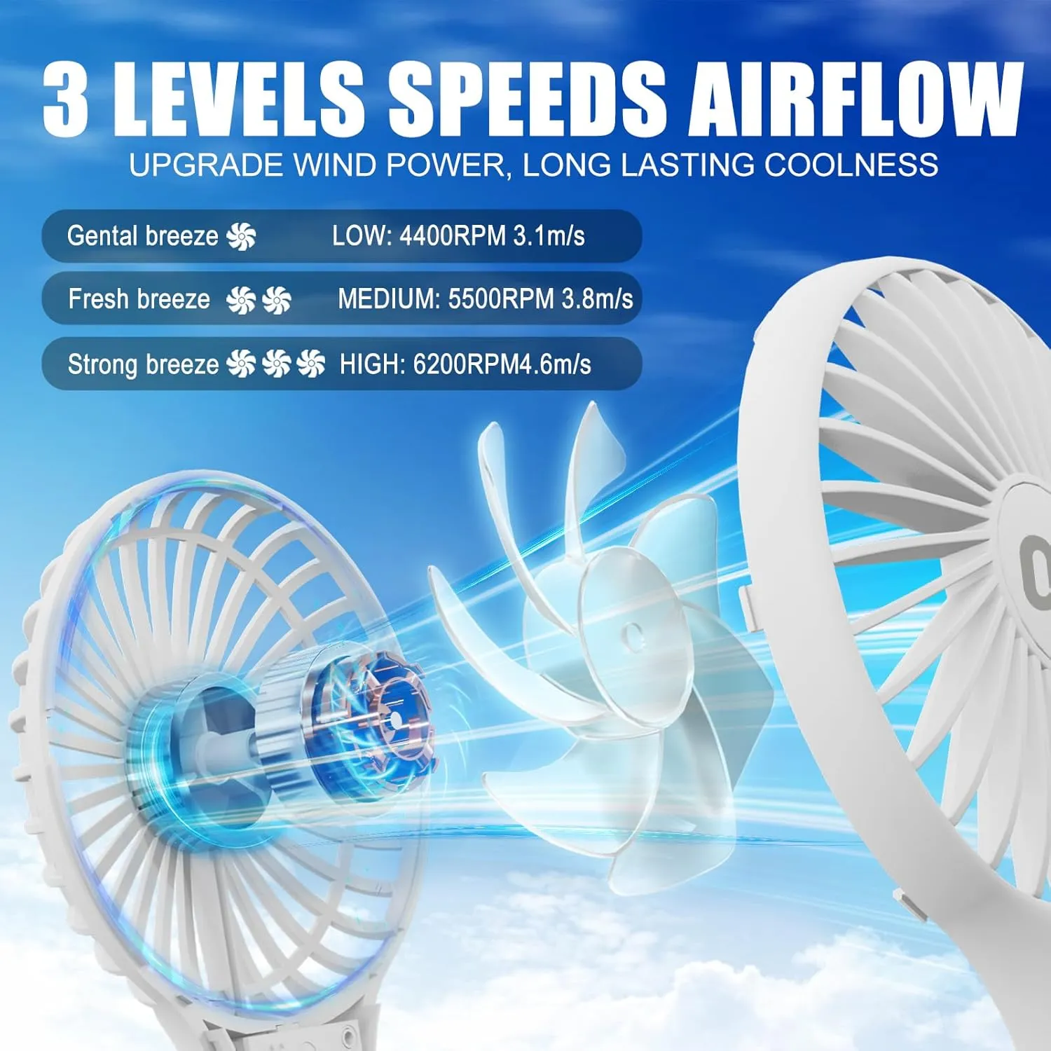 QQT Mini Handheld Fan, Small Personal Cooler with 3 Speeds, Portable Battery Operated, USB Rechargeable Makeup Eyelash Dryer, Strong Airflow for Travel, Office, Outdoor, Women, Men, and Kids (Purple)