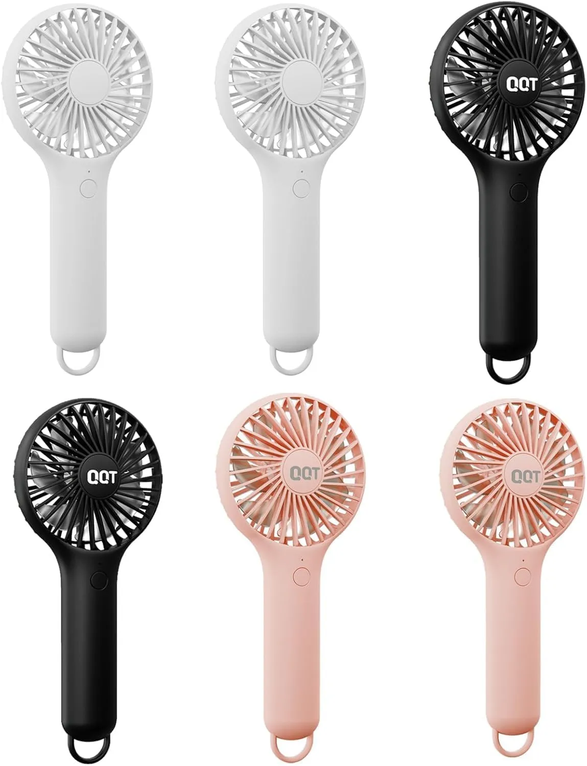 QQT Mini Handheld Fan, Small Personal Cooler with 3 Speeds, Portable Battery Operated, USB Rechargeable Makeup Eyelash Dryer, Strong Airflow for Travel, Office, Outdoor, Women, Men, and Kids(6 pack) Mini handheld fan for personal cooling