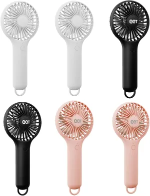 QQT Mini Handheld Fan, Small Personal Cooler with 3 Speeds, Portable Battery Operated, USB Rechargeable Makeup Eyelash Dryer, Strong Airflow for Travel, Office, Outdoor, Women, Men, and Kids(6 pack) Mini handheld fan for personal cooling