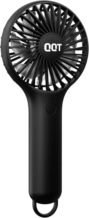 QQT Mini Handheld Fan, Small Personal Cooler with 3 Speeds, Portable Battery Operated, USB Rechargeable Makeup Eyelash Dryer, Strong Airflow for Travel, Office, Outdoor, Women, Men, and Kids(Black) Mini handheld fan for personal cooling