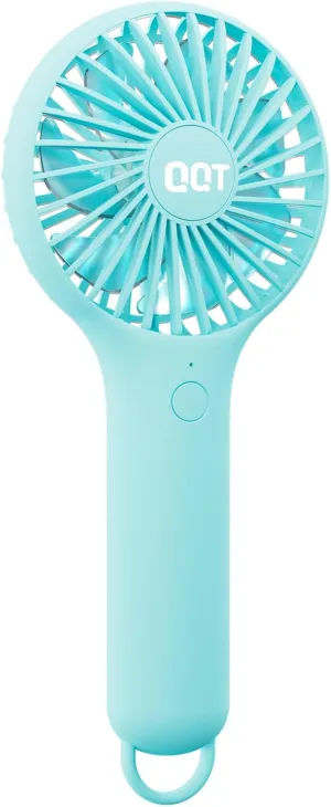 QQT Mini Handheld Fan, Small Personal Cooler with 3 Speeds, Portable Battery Operated, USB Rechargeable Makeup Eyelash Dryer, Strong Airflow for Travel, Office, Outdoor, Women, Men, and Kids(Blue) Mini handheld fan for personal cooling