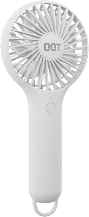 QQT Mini Handheld Fan, Small Personal Cooler with 3 Speeds, Portable Battery Operated, USB Rechargeable Makeup Eyelash Dryer, Strong Airflow for Travel, Office, Outdoor, Women, Men, and Kids(White) Mini handheld fan for personal cooling