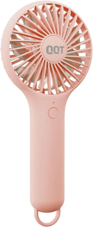 QQT Mini Handheld Fan, Small Personal Fan with 3 Speeds, Portable Battery Operated, USB Rechargeable Makeup Eyelash Dryer, Strong Airflow for Travel, Office, Outdoor, Women, Men, and Kids(Pink) Mini handheld fan for personal cooling