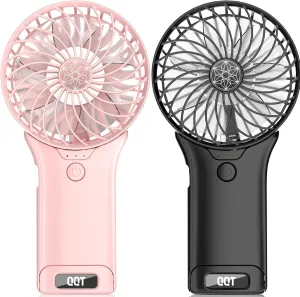 QQT Mini Handheld Fan,4 Speed Adjustable Portable Battery Operated Fans,USB Rechargeable Desk Fan with Mirror,Max 20 Hrs Hand Fan For Travel Office Outdoor Women MenPink&Black Mini handheld fan for personal cooling
