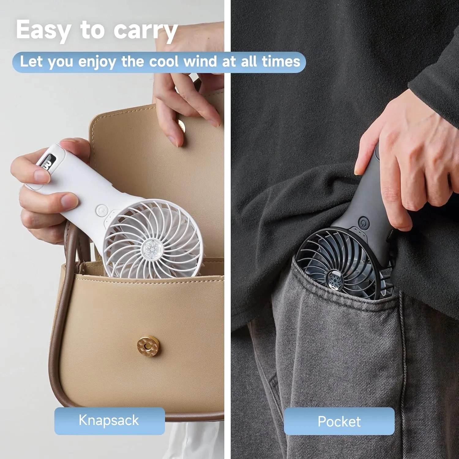 QQT Mini Handheld Fan,4 Speed Adjustable Portable Battery Operated Fans,USB Rechargeable Desk Fan with Mirror,Max 20 Hrs Hand Fan For Travel Office Outdoor Women MenPink&Black
