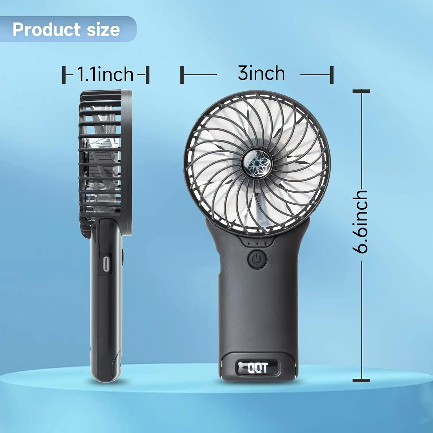 QQT Mini Handheld Fan,4 Speed Adjustable Portable Battery Operated Fans,USB Rechargeable Desk Fan with Mirror,Max 20 Hrs Hand Fan For Travel Office Outdoor Women MenPink&Black