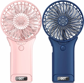 QQT Mini Handheld Fan,4 Speed Adjustable Portable Battery Operated Fans,USB Rechargeable Desk Fan with Mirror,Max 20 Hrs Hand Fan For Travel Office Outdoor Women MenPink&DarkBlue Mini handheld fan for personal cooling