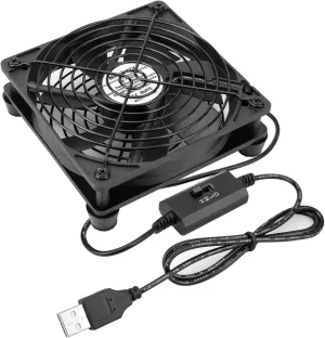 Quiet 120mm USB Computer Fan Dual Ball Bearing with Speed Controller 5v Powered Fan for Router Modem Xbox DVR PlayStation Receiver Cooling USB desktop fan for workspace