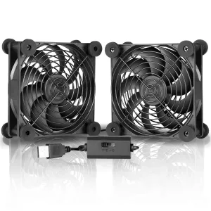 Quiet Dual 120mm 5V USB Computer PC Fan with Speed Controller,for Router Desktop Laptop Receiver DVR PlayStation Xbox Cooling USB desktop fan for workspace