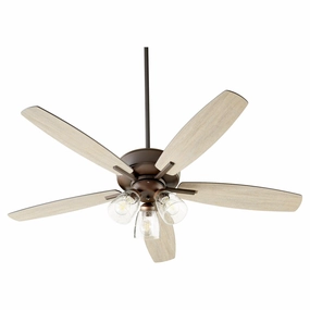 Quorum Breeze 52" Indoor 3 Light 21W Non Dimming LED Pull Chain Ceiling Fan quiet indoor fans for bedrooms and offices