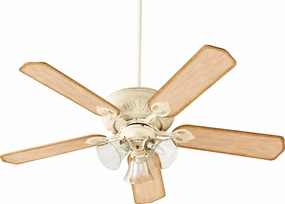 Quorum Chateaux 52" Indoor 3 Light 21W LED Pull Chain Ceiling Fan quiet indoor fans for bedrooms and offices