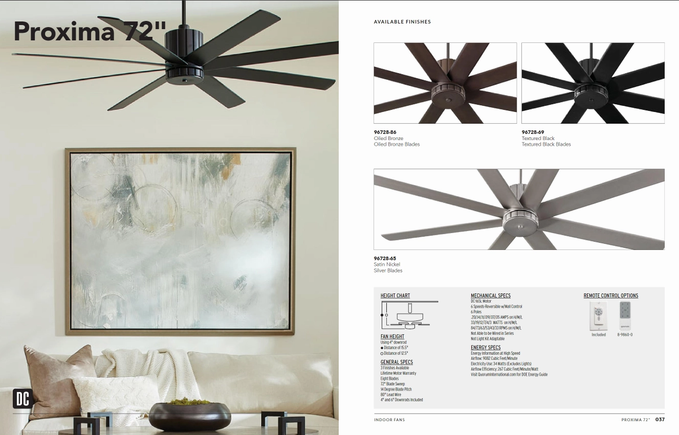 Quorum Fan Proxima DC Ceiling Fan with Wall Control