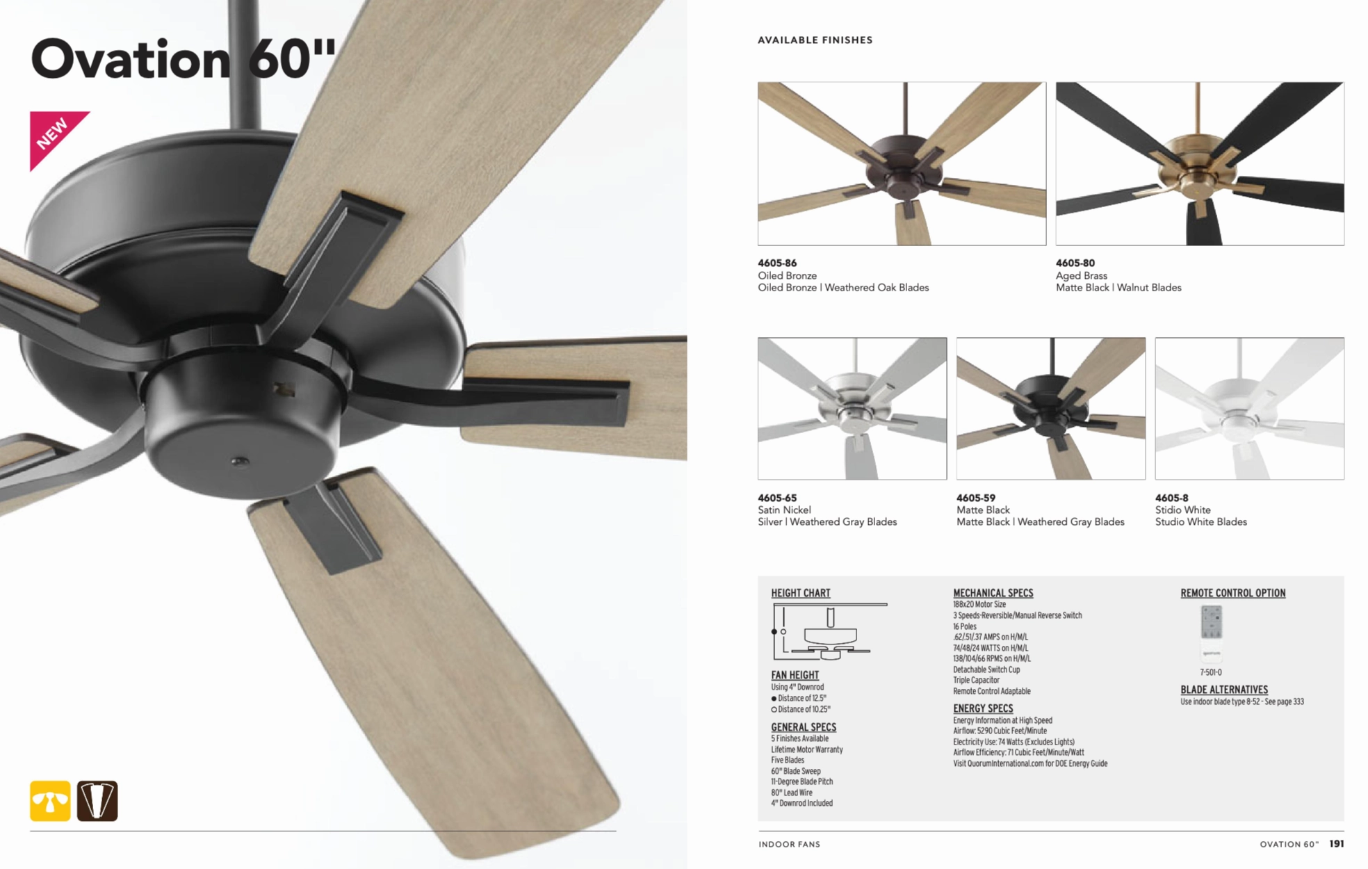 Quorum Ovation 60" Indoor Pull Chain Ceiling Fan