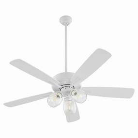 Quorum Ovation | Indoor Ceiling Fan with 7W A19 & 3 speed pull chain Energy-efficient ceiling fan with remote