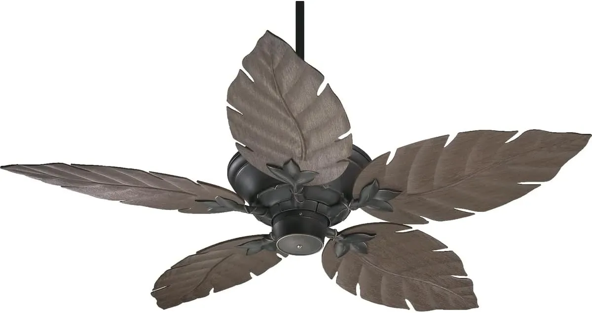 QuorumMonaco52 Indoor/Outdoor Ceiling Fan | OldWorld Finish with 5 Walnut Blades | 3Speed Reversible | WetRated Design | Includes 4 & 6 Downrods | 135525-95 Fan with safety blade design