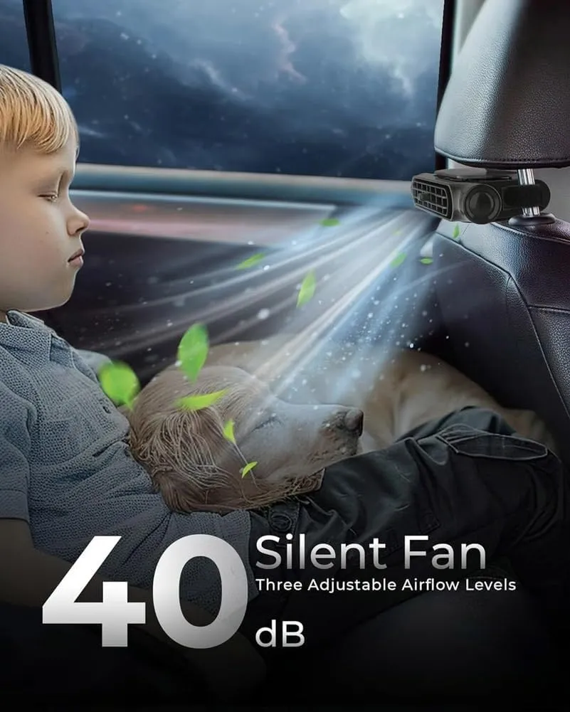 Rear Facing Car Seat Fan,Car Fan for Driver and Passenger's Seat,Ventilation Seat Car Fans,3 Adjustable Wind Speeds Carseat Fans,Back Seat Cooling for All Cars Vehicle Jeep Van Rv Truck(Black,Battery