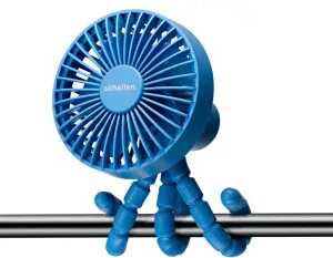 Rechargeable 4 Way Portable Lightweight Fan for Pram Fan, Car Seat, Desk, Office, Travel Fans | Clip on, Handheld, Tripod & Phone Holder (Blue) Octopus-shaped decorative fan