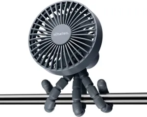 Rechargeable 4 Way Portable Lightweight Fan for Pram Fan, Car Seat, Desk, Office, Travel Fans | Clip on, Handheld, Tripod & Phone Holder (Grey) Octopus-shaped decorative fan