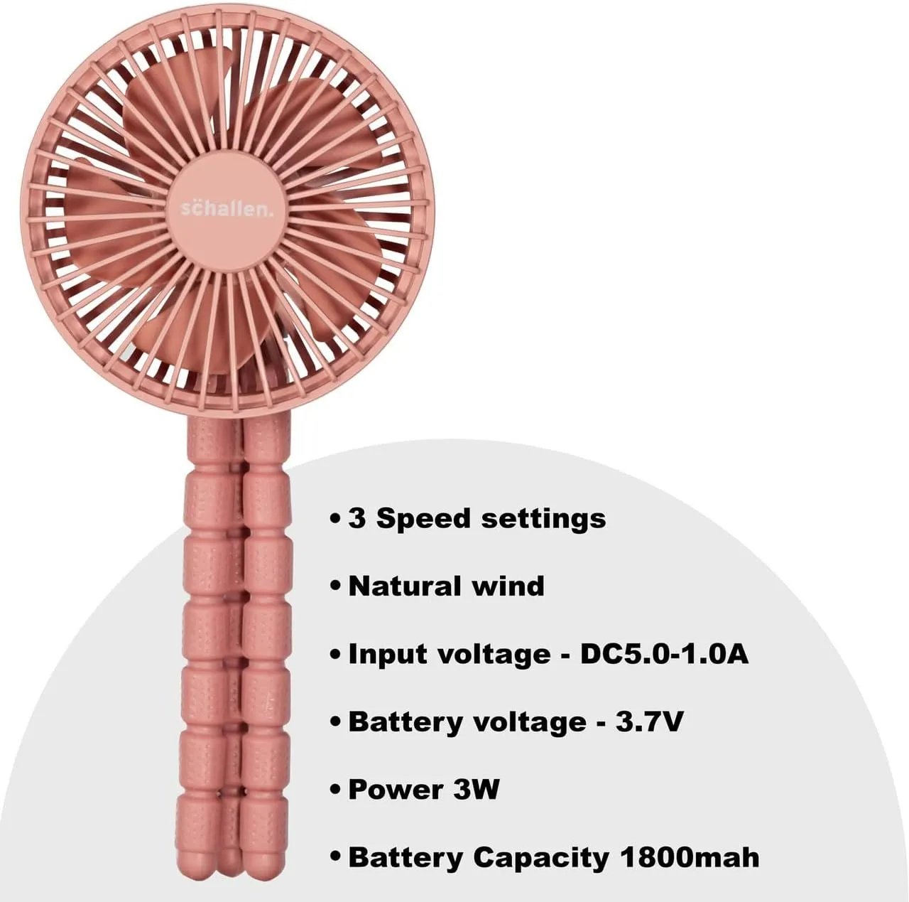 Rechargeable 4 Way Portable Lightweight Fan for Pram Fan, Car Seat, Desk, Office, Travel Fans | Clip on, Handheld, Tripod & Phone Holder (Pink)