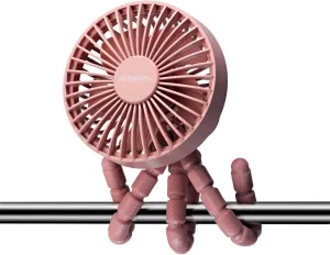 Rechargeable 4 Way Portable Lightweight Fan for Pram Fan, Car Seat, Desk, Office, Travel Fans | Clip on, Handheld, Tripod & Phone Holder (Pink) Octopus-shaped decorative fan