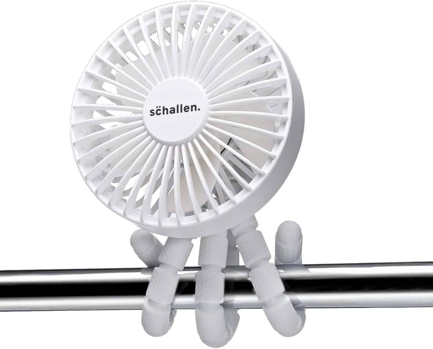Rechargeable 4 Way Portable Lightweight Fan for Pram Fan, Car Seat, Desk, Office, Travel Fans | Clip on, Handheld, Tripod & Phone Holder (White) Octopus-shaped decorative fan