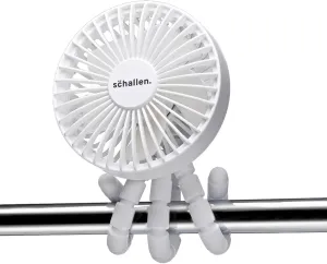 Rechargeable 4 Way Portable Lightweight Fan for Pram Fan, Car Seat, Desk, Office, Travel Fans | Clip on, Handheld, Tripod & Phone Holder (White) Octopus-shaped decorative fan