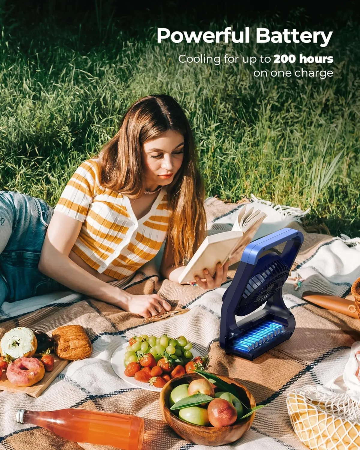 Rechargeable Battery Operated Fan 20000mAh, Camping Fan for Tents, Portable Long Last USB Desk Fan for Hurricane Season,3 Speed, 360Rotation,2/4 hours Timer