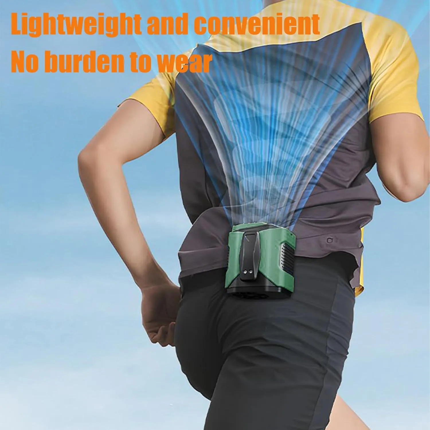 Rechargeable Belt Clip Fan - USB Powered Wearable Cooling Device | Lightweight Waist-Mounted Airflow Cooler with Adjustable Speeds, Personal Climate Control for Outdoor Work and Travel