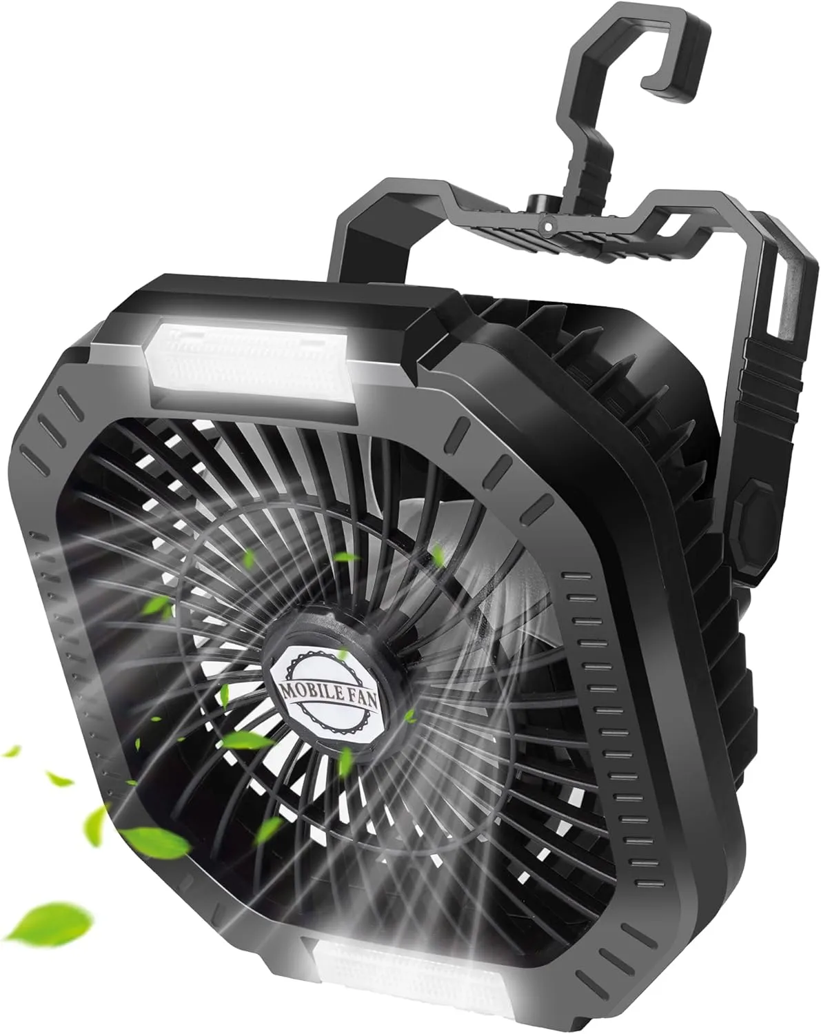 Rechargeable Camping Tent Fan with LED Lantern, 7800mAh Battery Operated Fan with Hang Hook & Remote, Portable Ceiling Tent Fans with Remote for RV Emergency Car Office Hurricane 2-in-1 camping light and fan combo