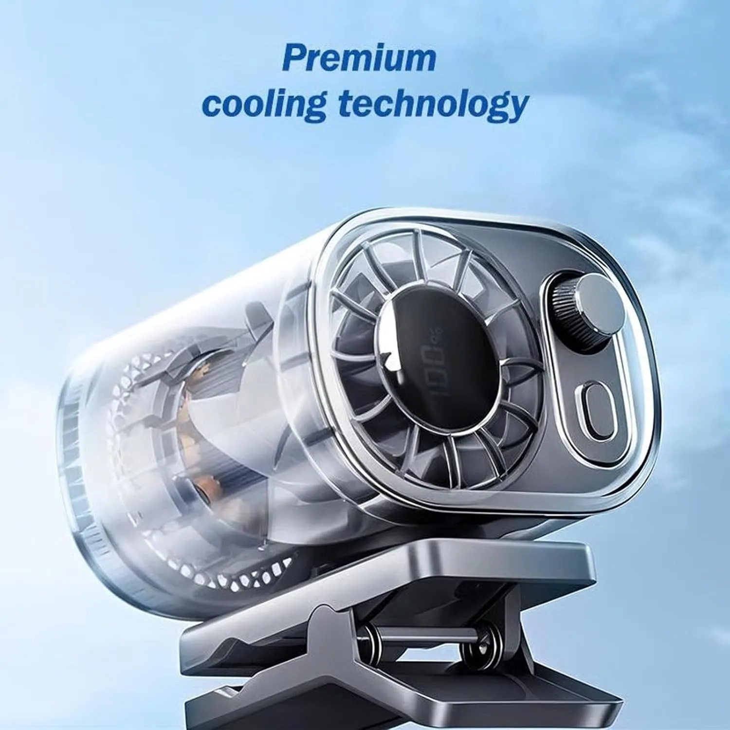 Rechargeable Car Clip on Fan with LED Display Portable, 360 Rotate Clip on Battery Operated Small Personal Portable Cooling Fans, Strong Wind Ultra Quiet for Car Seat Crib Travel(White)
