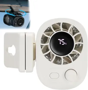 Rechargeable Car Clip on Fan with LED Display Portable, 360 Rotate Clip on Battery Operated Small Personal Portable Cooling Fans, Strong Wind Ultra Quiet for Car Seat Crib Travel(White) 360-degree rotating fan for home use