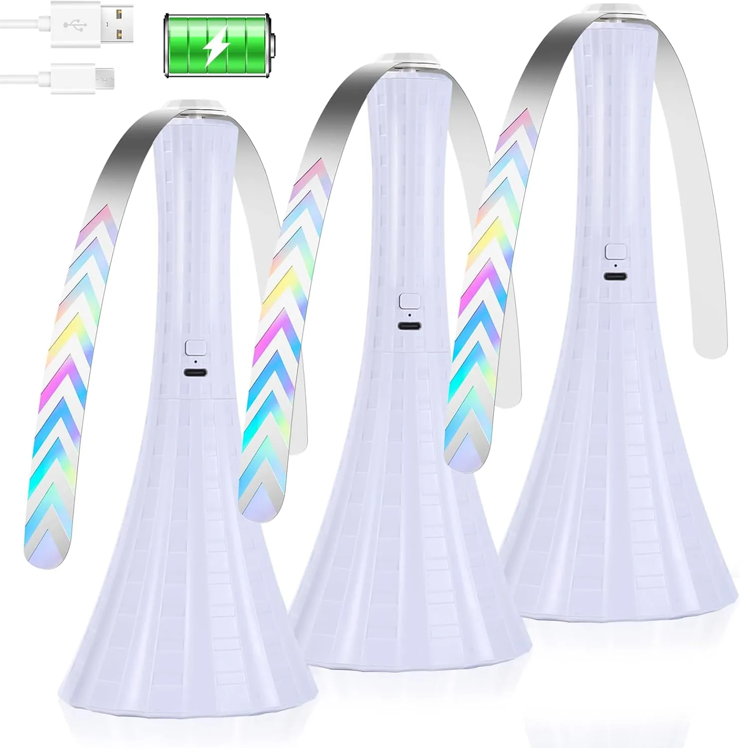 Rechargeable Fly Fans for Tables, Fly Fans for Outdoor Tables USB, Fly Fans to Keep Flies Away by Soft Blades, Food Fans for Camping, Picnic, Fishing, Fly Repellent Outdoor Patio, 3pcs, White Fan with safety blade design