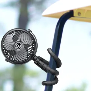 Rechargeable Golf Cart Fan Compatible with EZGO Club Car Yamaha Clip on Fan with Flexible Tripod, 360 Rotatable, 20Hrs Work, 3 Speed Battery Operated for Golf Cart Golf Palyer Summer Essential Octopus-shaped decorative fan