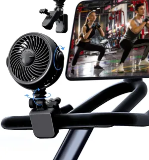 Rechargeable Peloton Bike Fan with Cotton Pads for Fragrance Drops, Clip Portable Battery Operated Fan for Treadmill Stationary Bike Exercise Stroller-Peloton Accessories-Black Octopus-shaped decorative fan